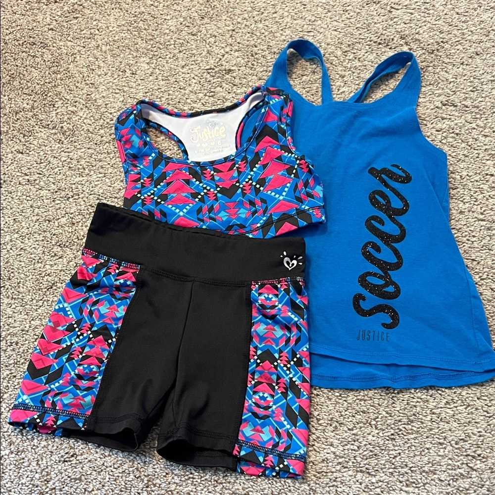 Justice Colorful Geometric Activewear Set